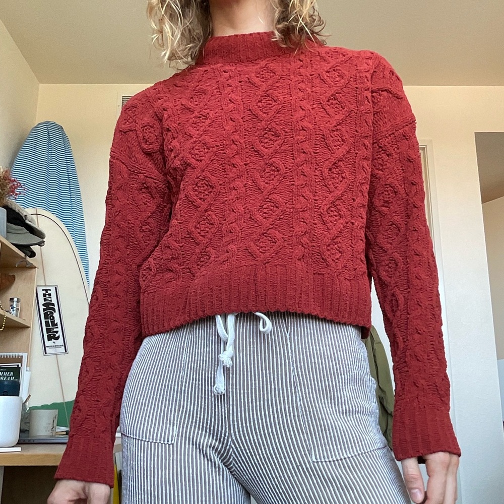 Rust colored Cable Knit Sweater